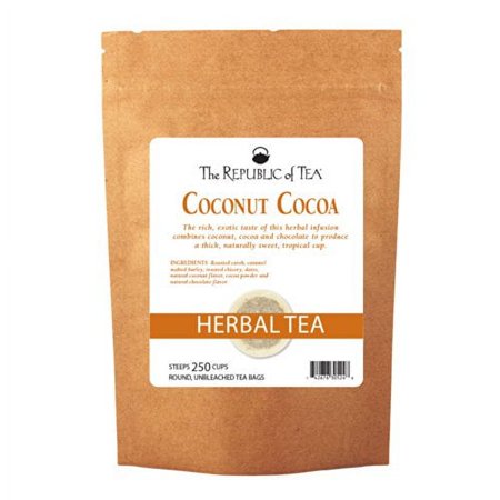 The Republic of Tea Coconut Cocoa Cuppa Chocolate Herb Tea, 250 Tea Bags, Gourmet Low Caffeine Dessert Tea