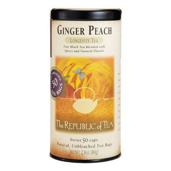 The Republic of Tea Ginger Peach Longevity Tea (Pack of 8)