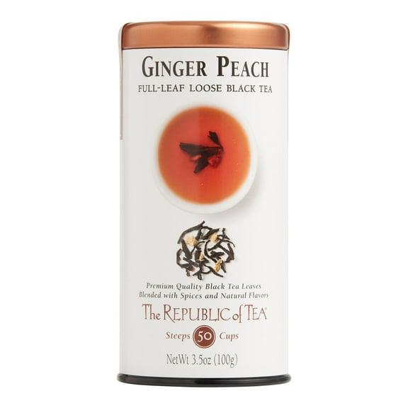 The Republic of Tea Ginger Peach Loose Leaf Black Tea 3.5 oz. Pack of 2