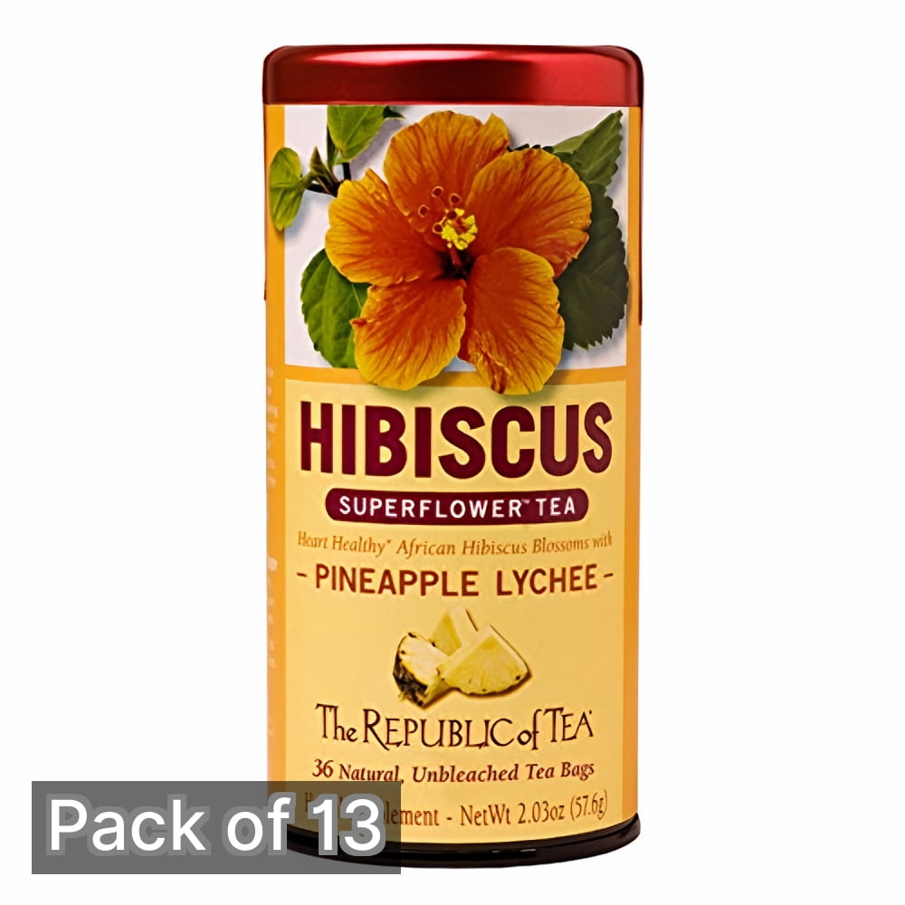 The Republic of Tea Hibiscus Superflower Tea Pineapple Lychee 2.03 oz (Pack of 13)
