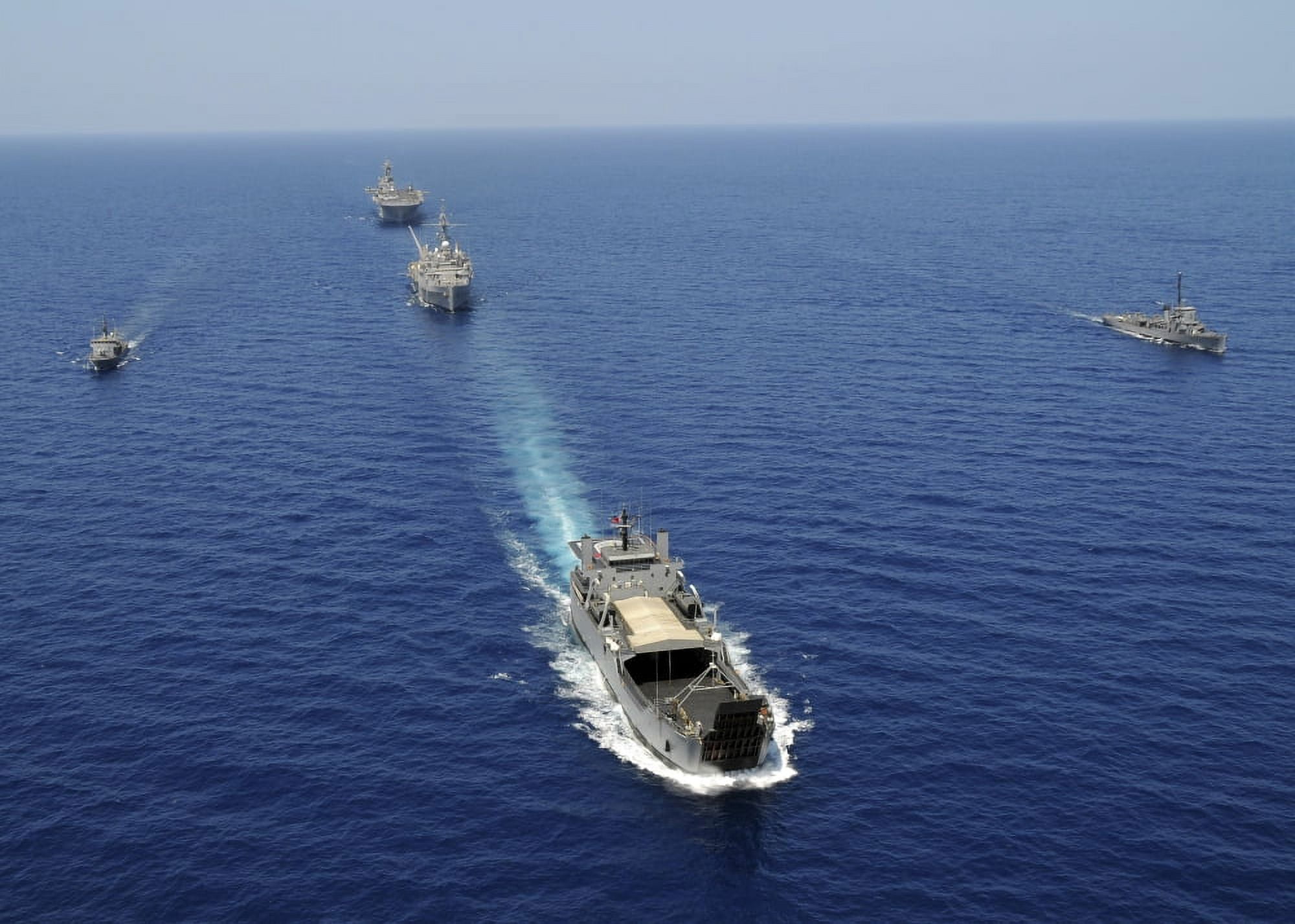 The Republic of the Philippines Navy ships cruise in formationwhile taking part in exercise Balikatan 2010 Canvas Art - Stocktrek Images (34 x 24)