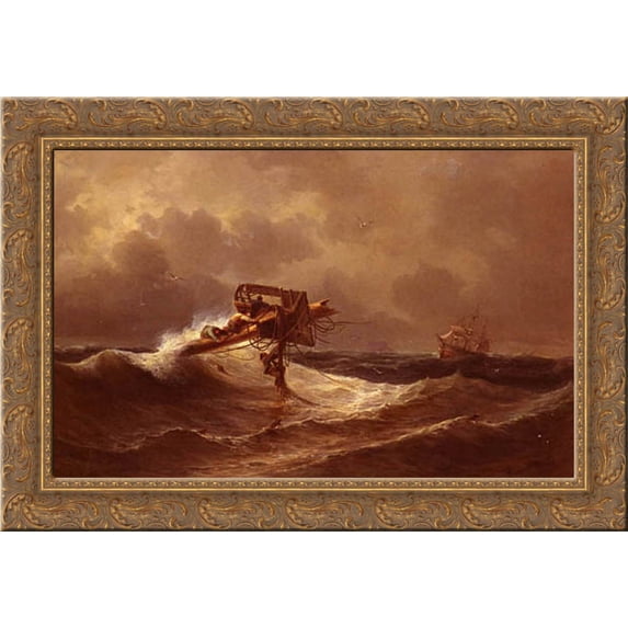 The Rescue 24x18 Gold Ornate Wood Framed Canvas Art by Aivazovsky, Ivan Constantinovich