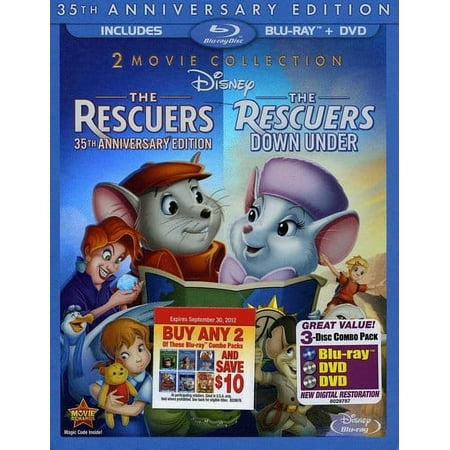 The Rescuers / The Rescuers Down Under (35th Anniversary Edition) (Blu-ray + DVD), Walt Disney Video, Kids & Family