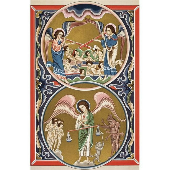 The Resurrection of The Dead & The Weighing of Souls In The Balance At The Last Judgement After A Medieval Miniature Poster Print - Large - 22 x 36