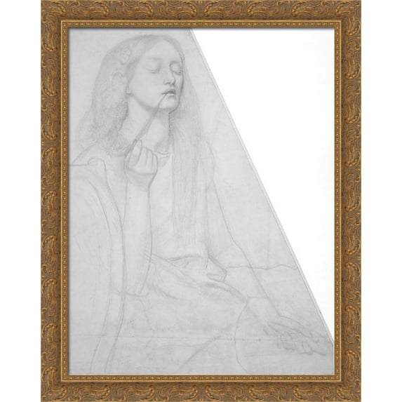 The Return of Tibullus to Delia: study for Delia 28x34 Large Gold Ornate Wood Framed Canvas Art by Dante Gabriel Rossetti