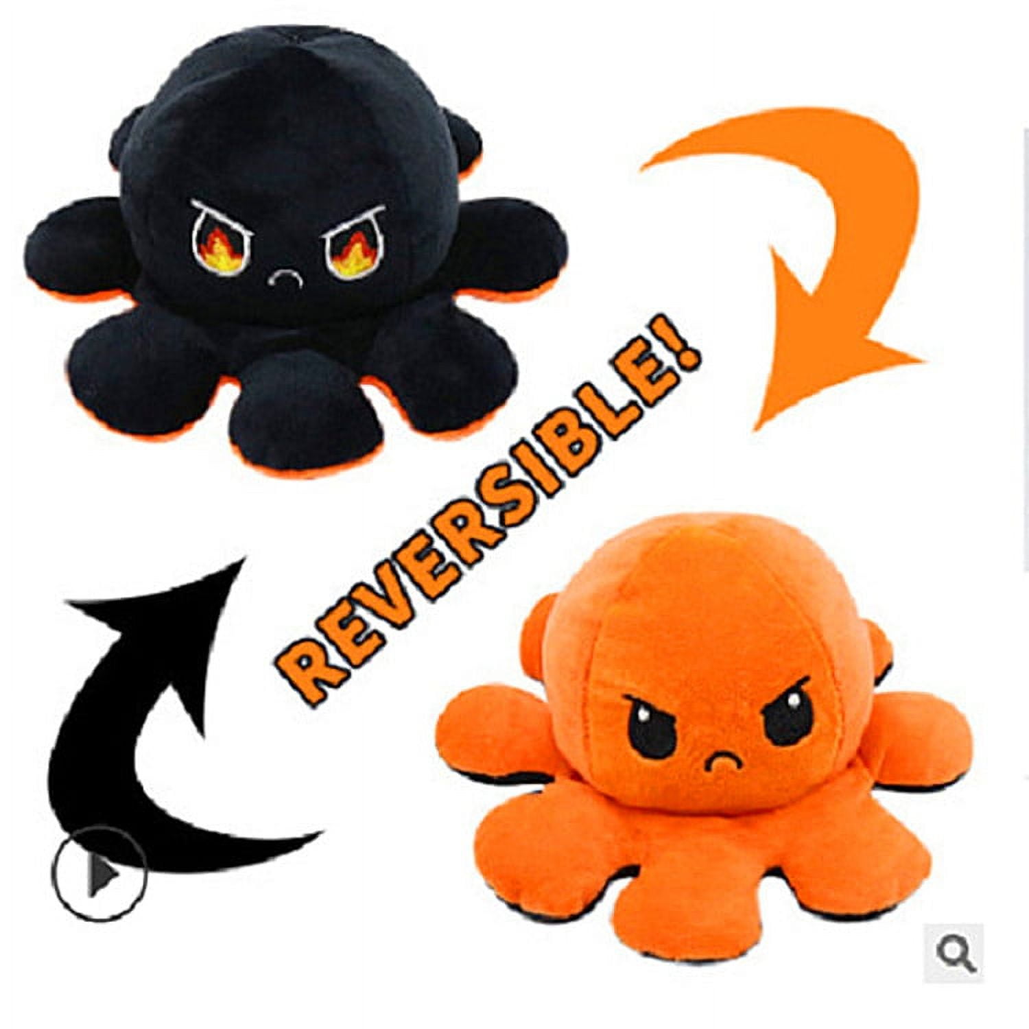 The Reversible Octopus Plush Toy, Double-Sided Flip Plush Reversible Doll,  Mood Octopus Plush，Happy/Angry, Show Your Mood Without A Word 