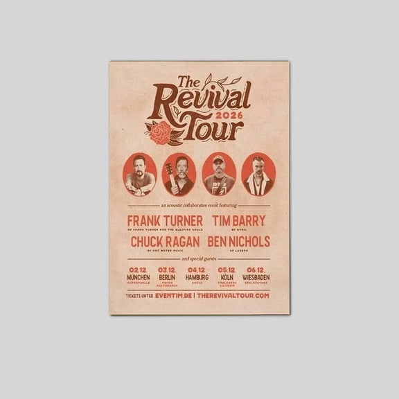The Revival Tour 2026 Poster Frank Turner Chuck Ragan Acoustic Music Poster Size 24''x36'' The Golden Shop