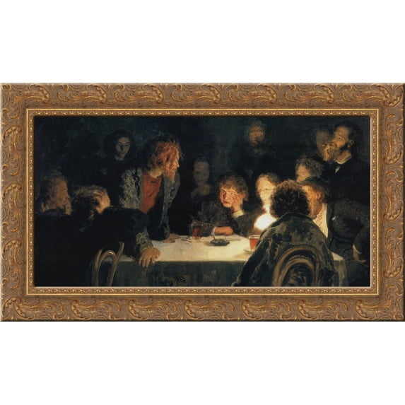 The Revolutionary Meeting 24x17 Gold Ornate Wood Framed Canvas Art by Repin, Ilya
