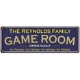 thumbnail image 1 of The Reynolds Family Blue Game Room Metal 8x24 Sign 108240037840, 1 of 1