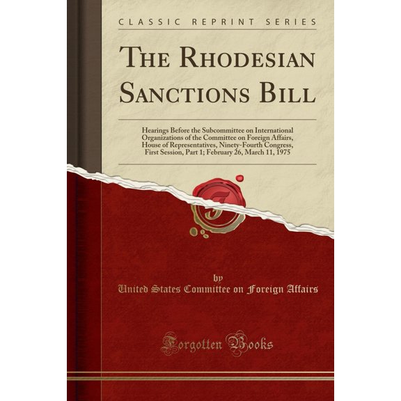 The Rhodesian Sanctions Bill (Paperback)