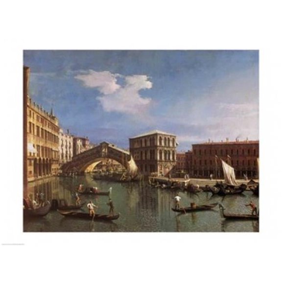The Rialto Bridge Venice Poster Print by Giovanni Antonio Canaletto - 24 x 18 in.