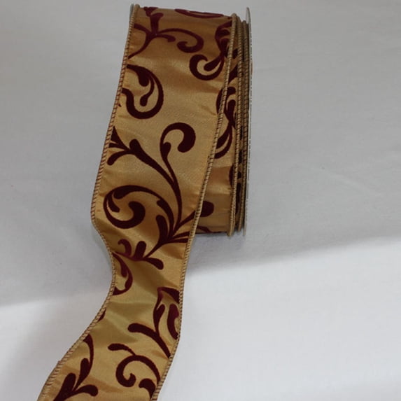 The Ribbon People Amber and Brown Swirl Wired Craft Ribbon 2.5" x 20 Yards