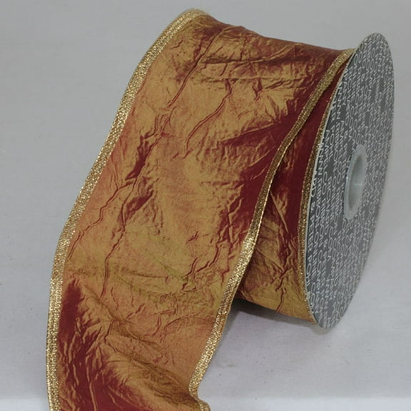 The Ribbon People Amber and Gold Broad Crinkled Wired Craft Ribbon 3" x 20 Yards