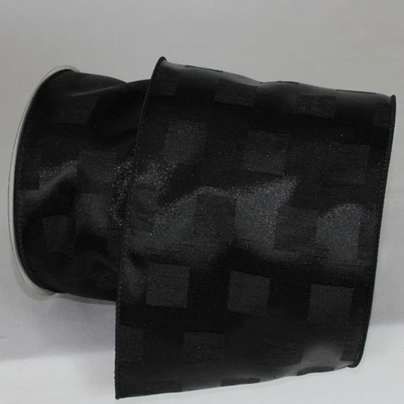 The Ribbon People Black Squares Metallic Wired Craft Ribbon 5" x 20 Yards