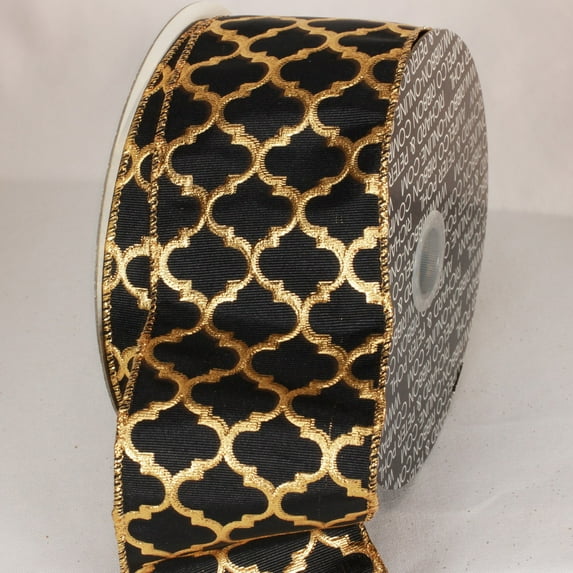 The Ribbon People Black and Gold Wired Craft Ribbon 3" x 20 Yards