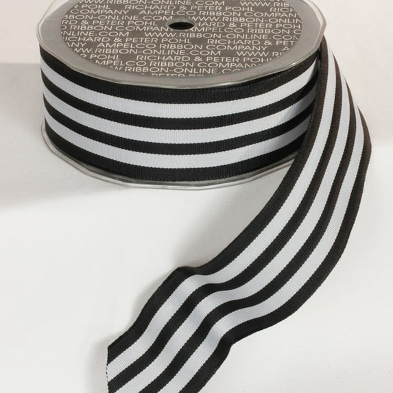The Ribbon People Black and Gray Striped Wired Craft Ribbon 1.5" x 27 Yards
