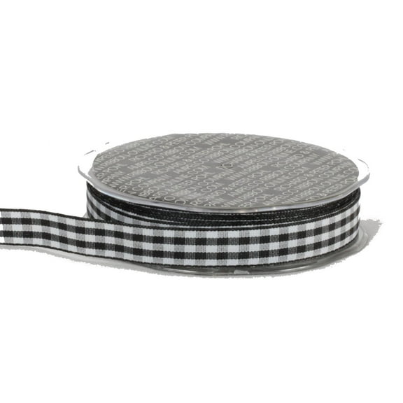 The Ribbon People Black and White Checkered Woven Edge Craft Ribbon 0.62" x 108 Yards