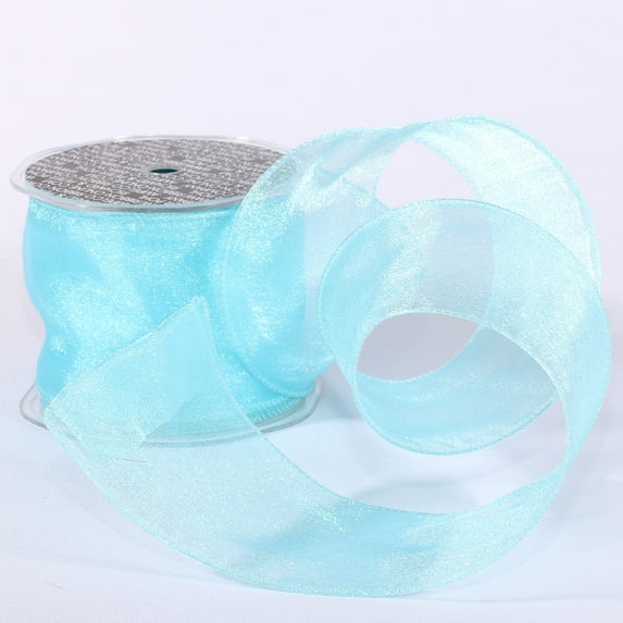 The Ribbon People Blue Aqua Sheer Wired Craft Ribbon 3" x 27 Yards
