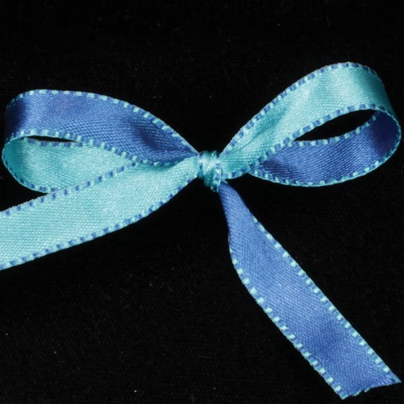 The Ribbon People Blue Double Sided Craft Ribbon with Stitch Edge 0.25" x 110 Yards