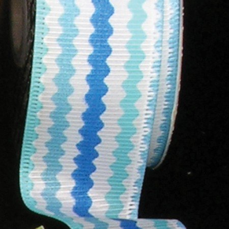 Blue Rick Rack Pattern Wired Craft Ribbon 1.5" x 80 Yards