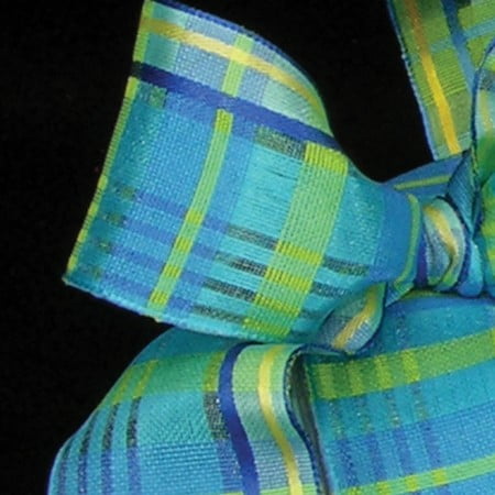 The Ribbon People Blue Sapphire with Green Plaid Wired Craft Ribbon 1.5" x 54 Yards