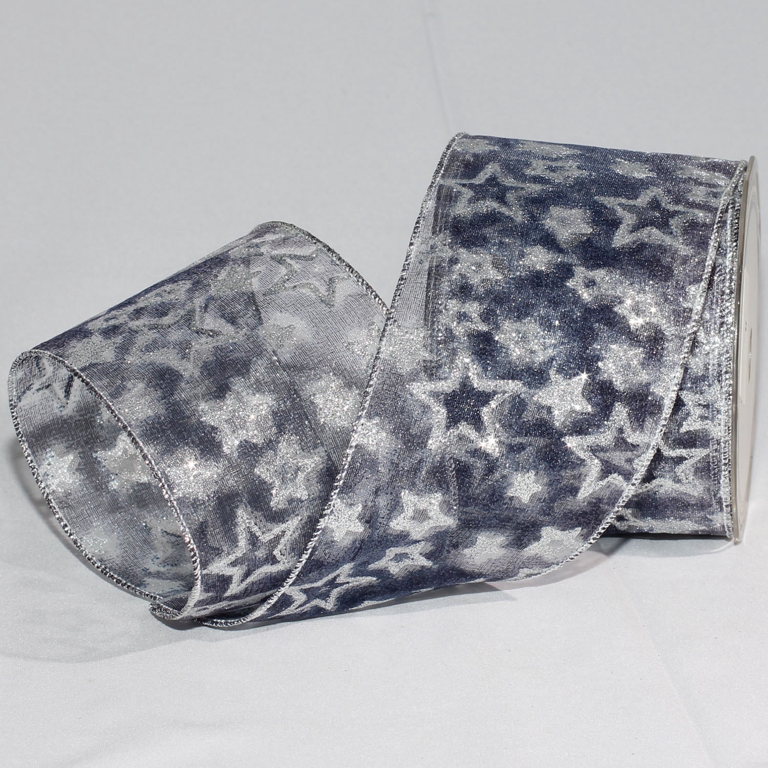 Blue Sheer Star Wired Craft Ribbon 3