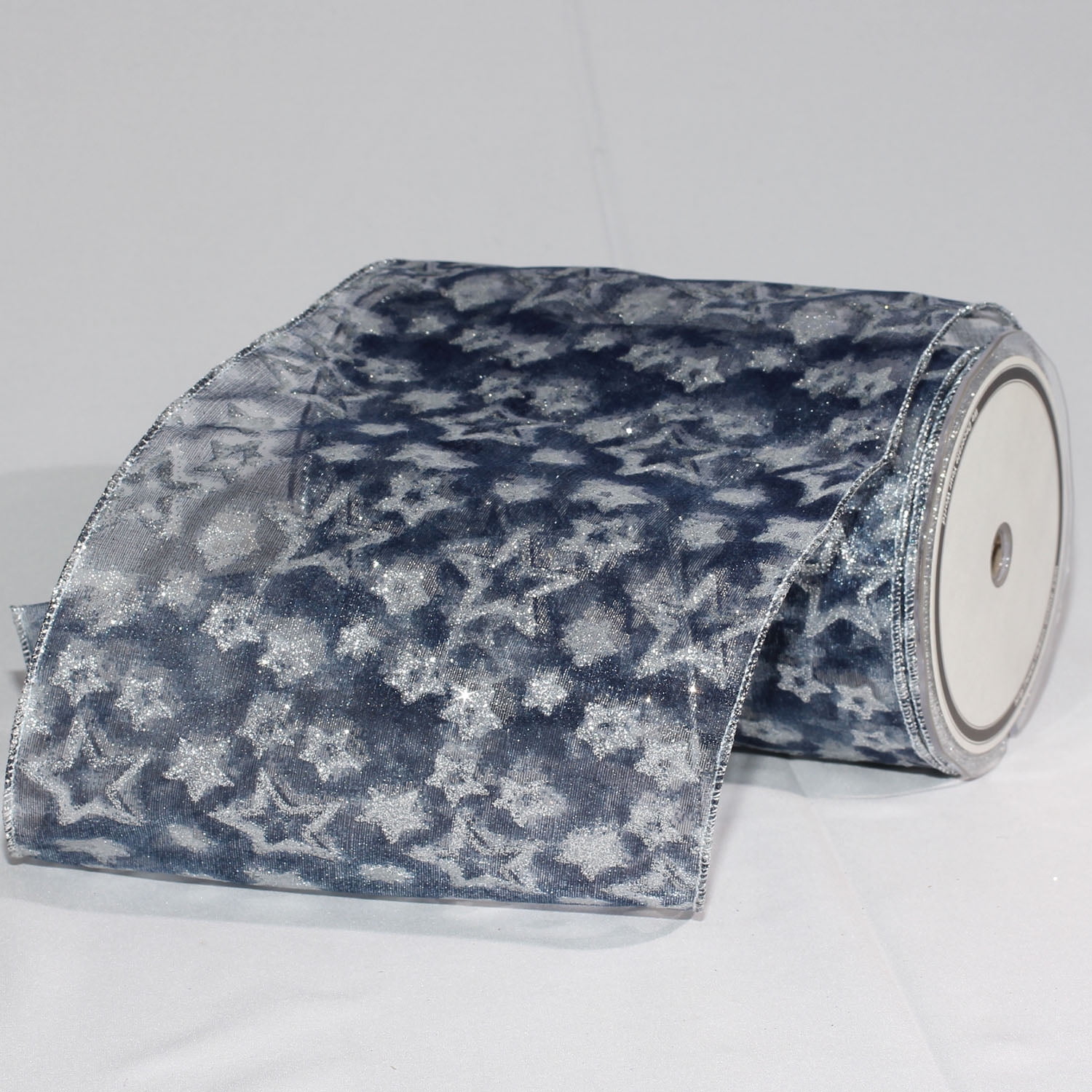 Blue Sheer Star Wired Craft Ribbon 6