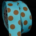 thumbnail image 1 of The Ribbon People Blue and Brown Polka Dotted Wired Craft Ribbon 1.5" x 27 Yards, 1 of 2