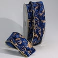 thumbnail image 1 of The Ribbon People Blue and Gold Cord Edge Wired Fabric Craft Ribbon 2.5" x 20 Yards, 1 of 2
