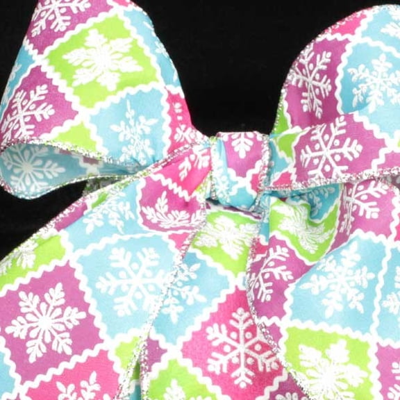 The Ribbon People Blue and Green Snowflake Wired Craft Ribbon 2.5" x 40 Yards