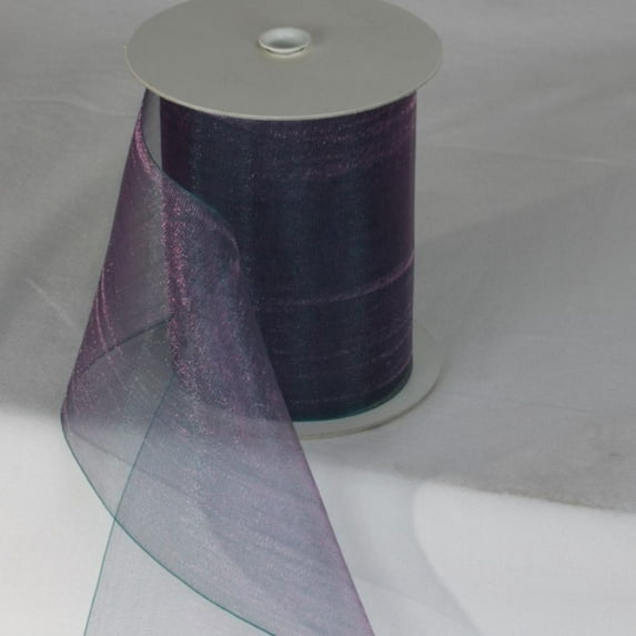 The Ribbon People Blue and Purple Shimmering Crystal Organdy Wired Craft Ribbon 4" x 27 Yards