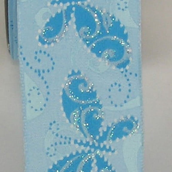 The Ribbon People Blue and Silver Butterfly Taffeta Wired Craft Ribbon 1.5" x 54 Yards