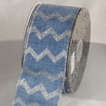 thumbnail image 1 of The Ribbon People Blue and Silver Chevron Motif Wired Craft Ribbon 2.5" x 20 Yards, 1 of 2