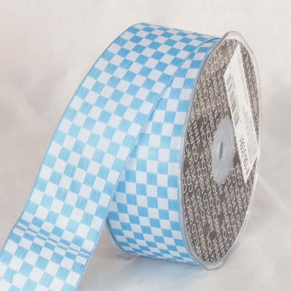 The Ribbon People Blue and White Checkered Wired Craft Ribbon 1.5" x 54 Yards