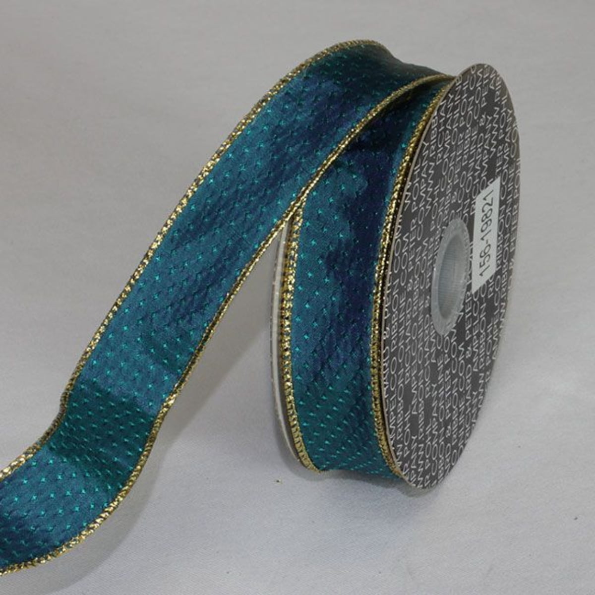 The Ribbon People Blue and White Mini Diamonds Wired Craft Ribbon 1