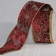 thumbnail image 1 of The Ribbon People Bordeaux Red and Gold Poinsettia Semi Sheer Wired Craft Ribbon 3" x 20 Yards, 1 of 2