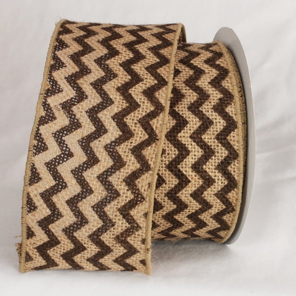 The Ribbon People Brown Burlap Chevron Print Wired Craft Ribbon 3" x 40 Yards
