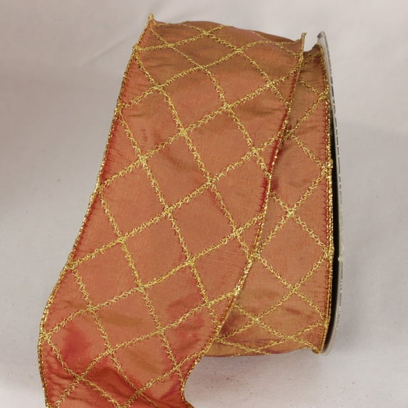 The Ribbon People Brown Diamond Stitch Wired Craft Ribbon 3" x 20 Yards