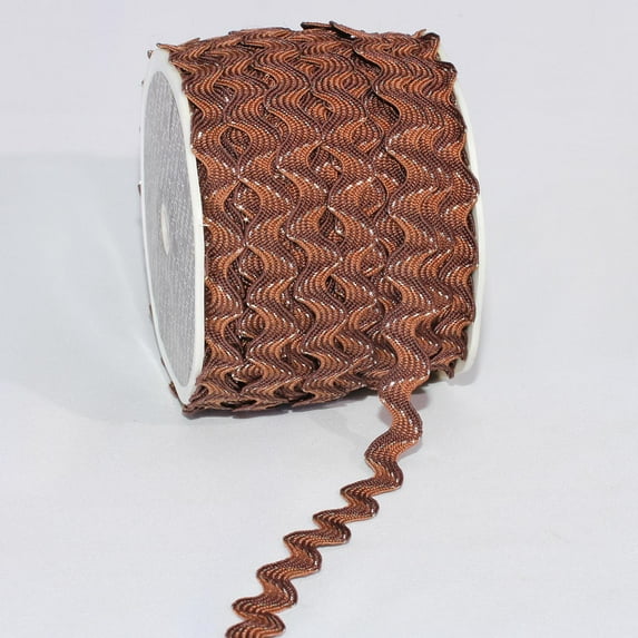 The Ribbon People Brown and Gold Woven Edge Rick Rack Craft Ribbon 0.5" x 55 Yards