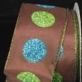 thumbnail image 1 of The Ribbon People Brown and Green Glitter Dots Wired Craft Ribbon 2.5" x 40 Yards, 1 of 2