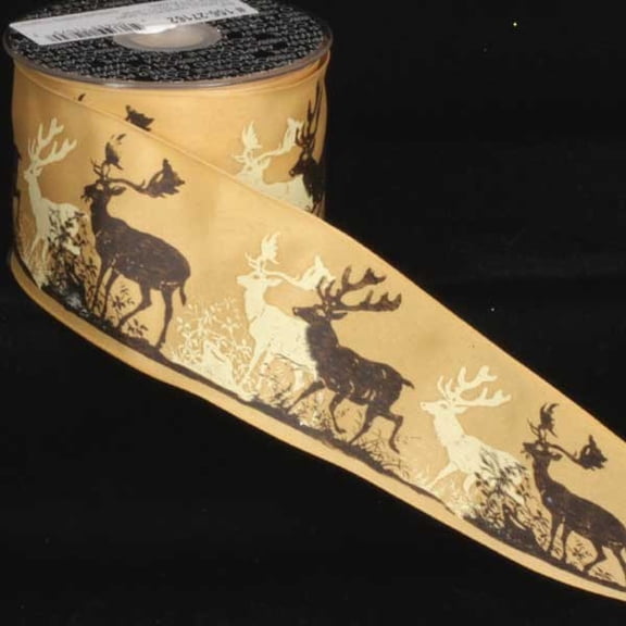 The Ribbon People Brown and Ivory Elk Wired Craft Ribbon 2.5" x 27 Yards