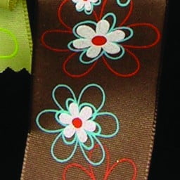 The Ribbon People Brown and Red Floral Taffeta Wired Craft Ribbon 1.5" x 27 Yards