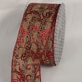 thumbnail image 1 of The Ribbon People Brown and Red Glittered Musical Score Print Wired Craft Ribbon 2.5" x 20 Yards, 1 of 1