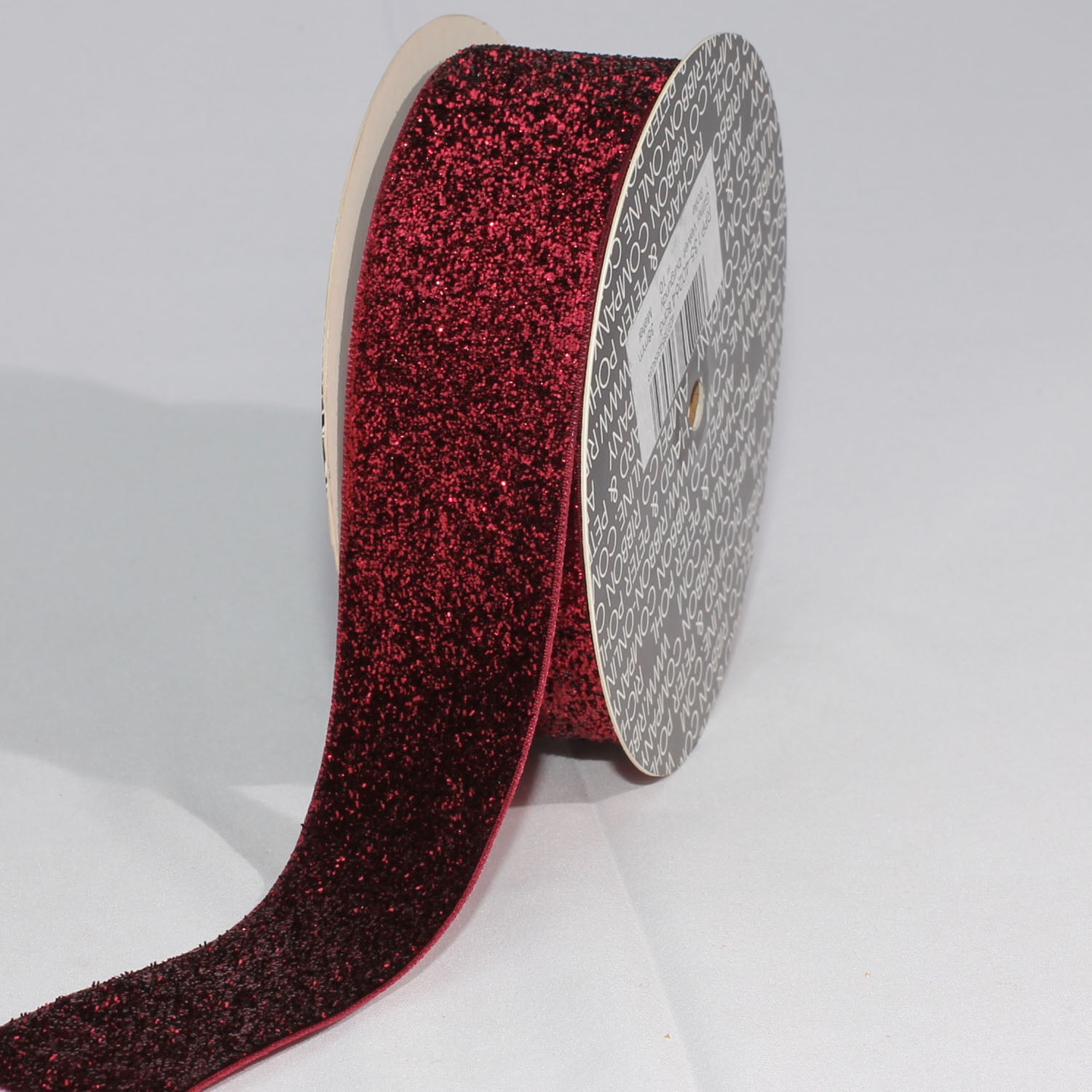 The Ribbon People Burgundy Red Glitter Woven Edge Velvet Craft Ribbon 1 ...
