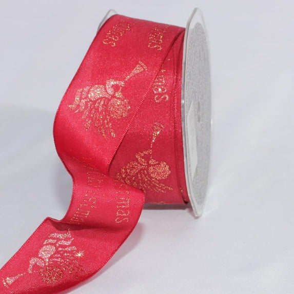 The Ribbon People Burgundy Red Glittered "Merry Christmas" Wired Craft Ribbon 1.5" x 27 Yards