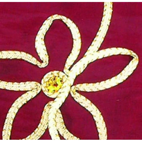 The Ribbon People Burgundy Red and Gold Floral Print Wired Craft Ribbon 4" x 10 Yards