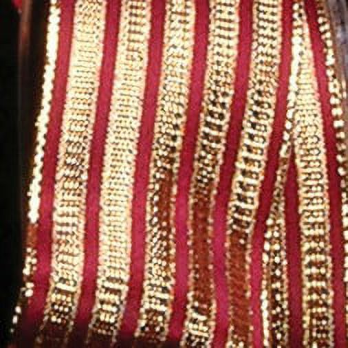 Red And Gold Patterned Ribbon The Ribbon People Burgundy Red and Gold Striped Woven Wired Craft ...