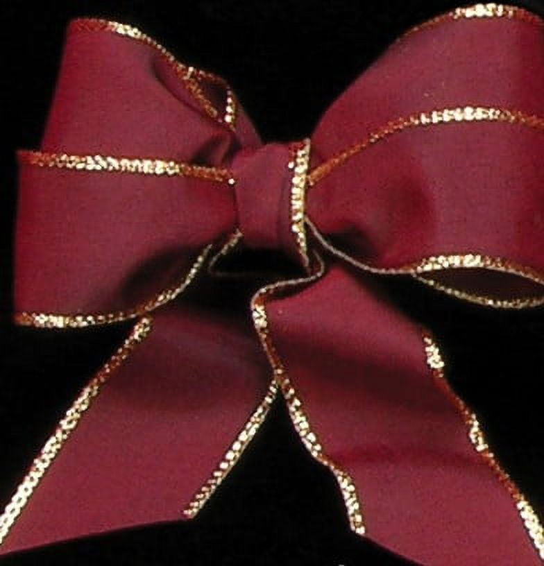 The Ribbon People Burgundy Red and Gold Taffeta Wired Craft Ribbon 1.5" x 27 Yards