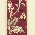 thumbnail image 1 of The Ribbon People Burgundy Red with Gold Poinsettia and Berry Print Wired Craft Ribbon 2" x 40 Yards, 1 of 2