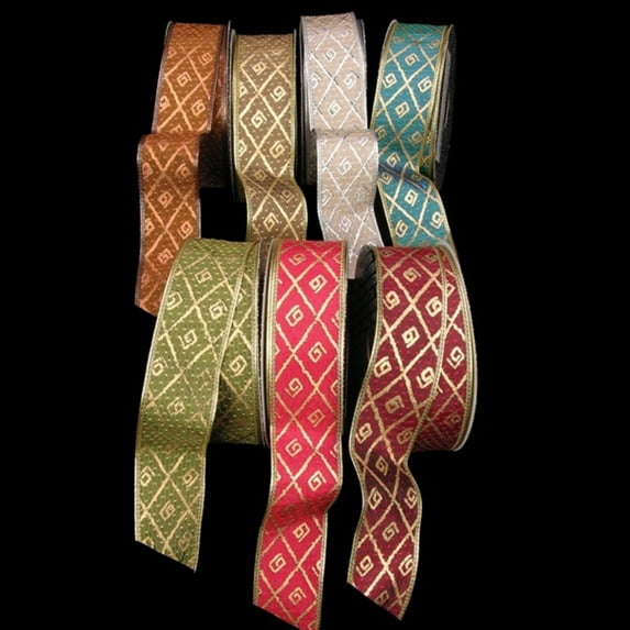 The Ribbon People Burgundy and Gold Colored Taffeta Wired Craft Ribbon 1.5" x 40 Yards